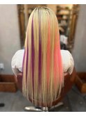 ホワイトベージュハイトーンピンクパープルツートンメッシュ
