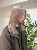 ミルクティーベージュ暗めグレージュミディアムウルフレイヤー○