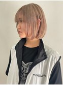 ダブルカラーナチュラルボブ前髪ありミディアムレイヤーボブ