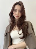 ラベンダーピンク×レイヤースタイル