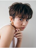 マニッシュクールショート／ショコラアッシュ/耳だしショート