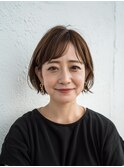 顔周りカットミセス丸みショートボブ