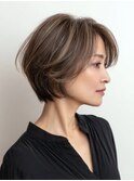 丸みショート×明るめベージュで華やか＆上品[西宮北口]