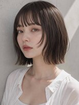 ヴェイン 渋谷(vain)&nbsp;切りっぱなしボブ フルバング 外ハネレイヤー 美髪 グレージュ