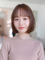 アトラスサロン 札幌大通り(Atras.salon)&nbsp;オレンジブラウンの髪質改善ぱっつんミニボブ