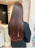 福山人気スーパーロングヘアピンクアッシュストレートヘア20代