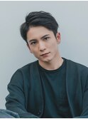 スーツ黒髪ショートマッシュ爽やかツーブロックゆるパー マ