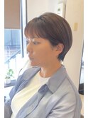 耳掛けショート×９トーン艶ブラウン