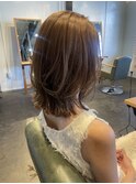 夏カラー×透明感ベージュカラー小顔レイヤーカット