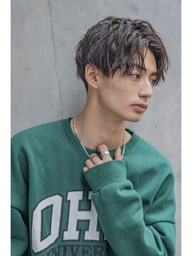 シティ(CITY) フェザーパーマブルーブラックサーフカールスパイキーショート