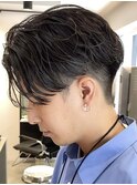 大分毛流れニュアンスパーマメンズカット刈り上げセンターパート