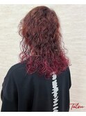 暖色グラデーションうる艶ウェーブミディ