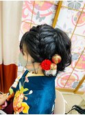 サイド編み込みダウン