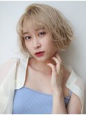【田村】可愛いホワイトアッシュエアリーミディ春ボブ20代30代