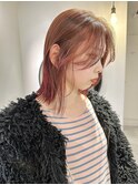 切りっぱなしロブ ハイライト 暖色カラー