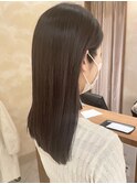 ミディアムヘア/ラベンダーアッシュ/暗髪カラー/顔周りカット