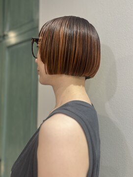 ヘアサロン ナノ(hair salon nano) オレンジカラー×ミニボブ