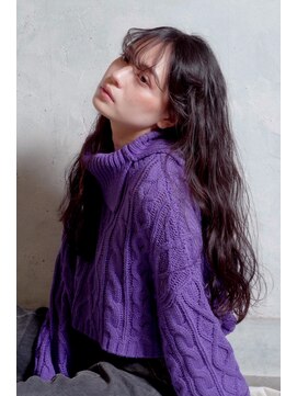 アボヘアー(Abo hair) 無造作ウェーブ×チャコールブラウン20代30代大人可愛いロング