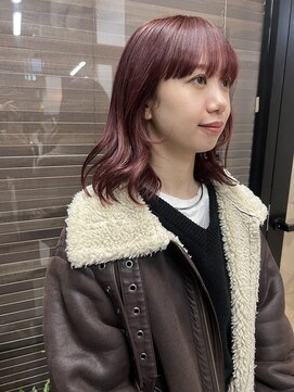 ヌープヘアーアイス(NUUP.hair ici) ブリーチなし!暖色ピンクベージュ小顔ルーズくびれ