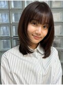 イメチェン 美髪 チェリーブラウン 顔まわりレイヤー　艶髪