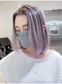 ボブミディアムホワイトグレージュ韓国ヘア美髪_ba354141