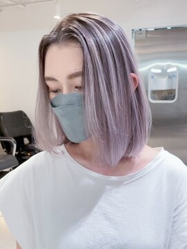 シオン(shion) ボブミディアムホワイトグレージュ韓国ヘア美髪_ba354141