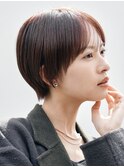 横浜西口切りっぱなしミニボブショートレイヤー前下がり前髪なし