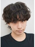 大きいカールのランダムシャドウパーマ