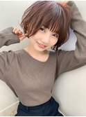 【アフロート添田】毛先パーマ外ハネボブ耳掛けフォギーベージュ