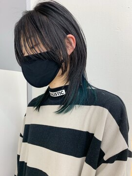 ノク 渋谷(nok) 韓国風ウルフ×インナーターコイズブルー