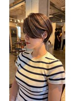 髪質改善と縮毛矯正の専門店 サンティエ(scintiller)&nbsp;大人綺麗な小顔襟足スッキリショートボブ　30代40代50代