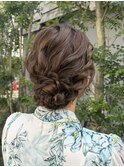 《華やかさ×きちっと感》編み込みまとめ髪 結婚式 ヘアアレンジ