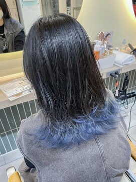 テトラ バイ ネオリーブ 横浜西口店(tetra by neolive) 裾カラー　アイスブルー　レイヤーカット　横浜　N
