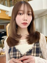 バイオレット 表参道店(Violet)&nbsp;ミディアムレイヤーハッシュカットグレージュシースルーバング