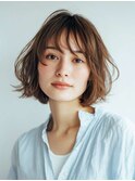 ミルクブラウン/ダークパープル/ナチュラルショート/夏/センター