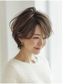 ミルクティーブロンド/ダークブルー/デジタルパーマ/川西池田