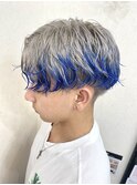 ホワイト系エンドカラーブルー
