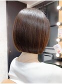 ボブショートボブ縮毛矯正ベージュグレージュ門前仲町