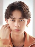 フェザーパーマセンターパートニュアンスパーマ韓国マッシュ黒髪