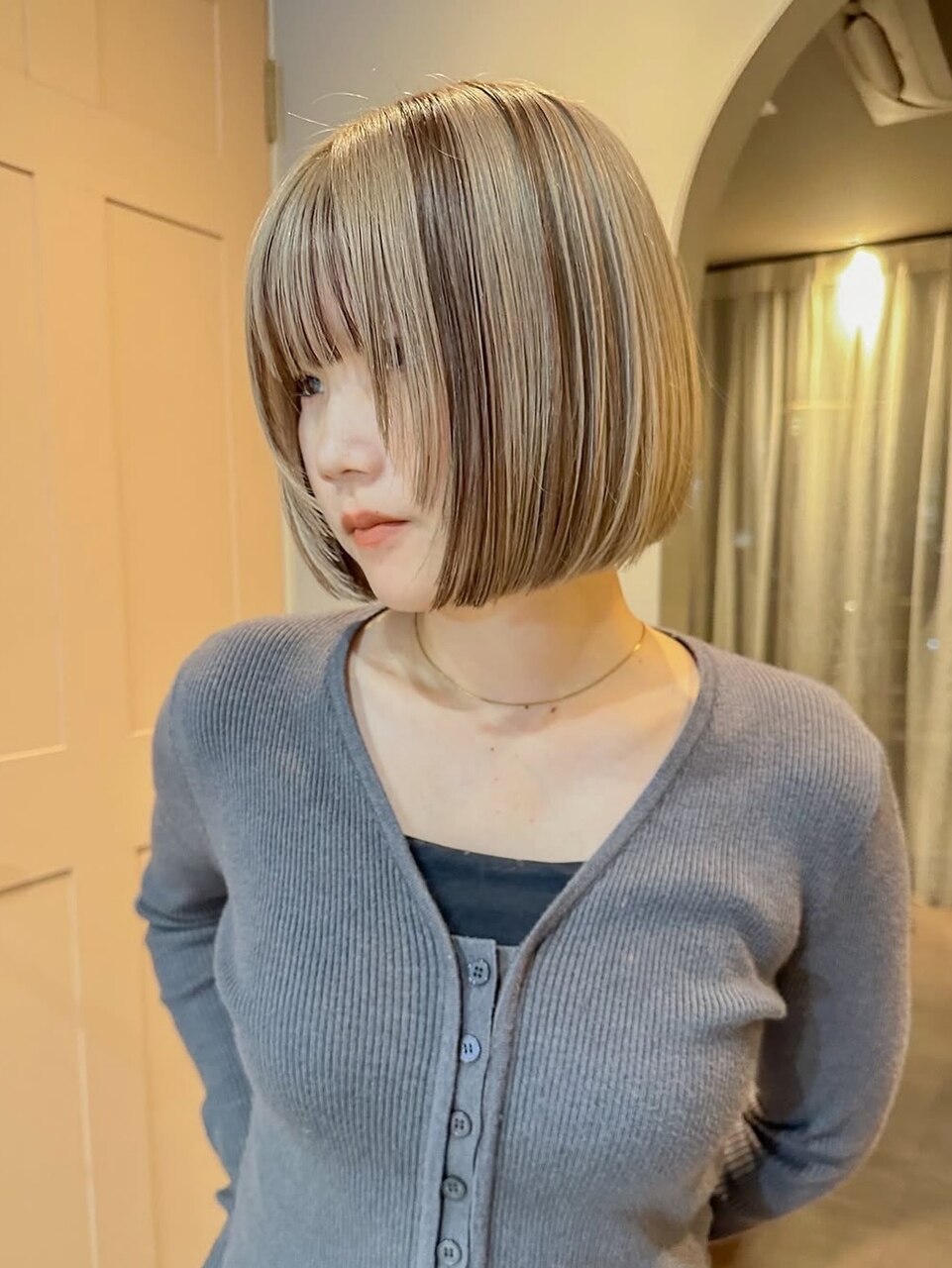 ピンクベージュ/ボブ/表参道/女性美容師