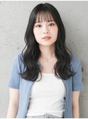 暗髪シースルーバング韓国風ウェーブ【淡路/上新庄】
