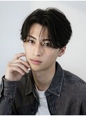 ワックスなしツーブロックメンズセンターパートニュアンスパーマ