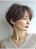 白髪ぼかし脱白髪染め似合わせショートボブ40代50代60代♪