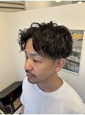 ルーズツイスパツーブロックマッシュメンズパーマ