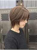 【GEEKS渋谷】中性ウルフ/オリーブグレージュ/韓国風スタイル