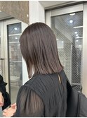 韓国顔まわりレイヤーカットグレージュオリーブベージュブラウン