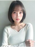 ダークパープルくびれヘア美髪セミディうる艶髪小顔カット夏F