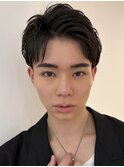 センターパートツーブロックアップバングサーフカールマッシュ