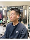 ハイライトマッシュパーマウルフアッシュブラック