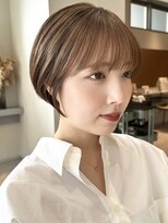 ノラギンザユー(NORA GINZA/U)&nbsp;丸みショートマッシュコンパクト黒髪ベージュショート前髪あり